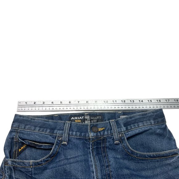 Ariat M4 Rebar Relaxed Boot Jeans Mens 32 X 32 Medium Wash Western Frayed Denim - Picture 9 of 9